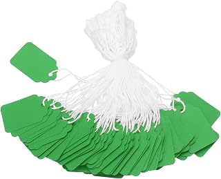 PATIKIL Price Tags 200 Pcs Blank Paper Hang Tag Writable Label with String Attached for Gift Pricing Jewelry Clothing, Green (1.38 x 0.87 Inch)
