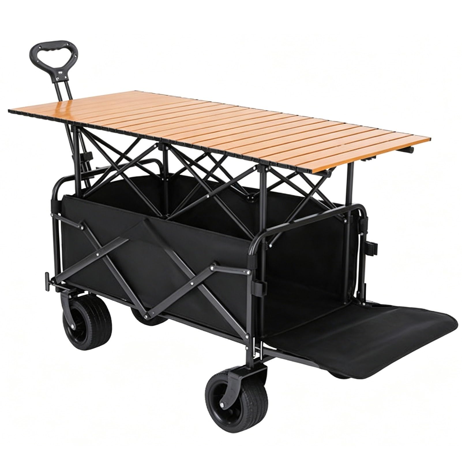 TRAGLO Folding Wagon with Table Outdoor Vendor Stall Cart with Canopy(Without canopy)