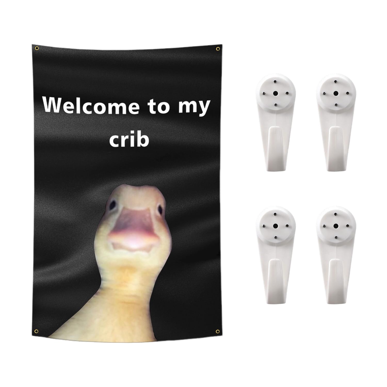 Rnskfg Black 1 Piece Of Fun Duck Hanging Flag And 4 Wall Nails, Wall Decoration Flags, Party Layout Props, Suitable For Dormitories, Bedrooms, And Gardens.