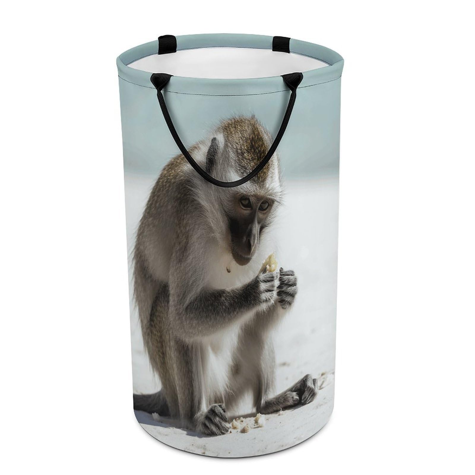 Monkey on The Ground Laundry Basket Freestanding Laundry Hamper with Handles Waterproof Dirty Clothes Hamper Collapsible Washing Bin Aesthetic Clothes Basket for Bathroom Bedroom Dorm