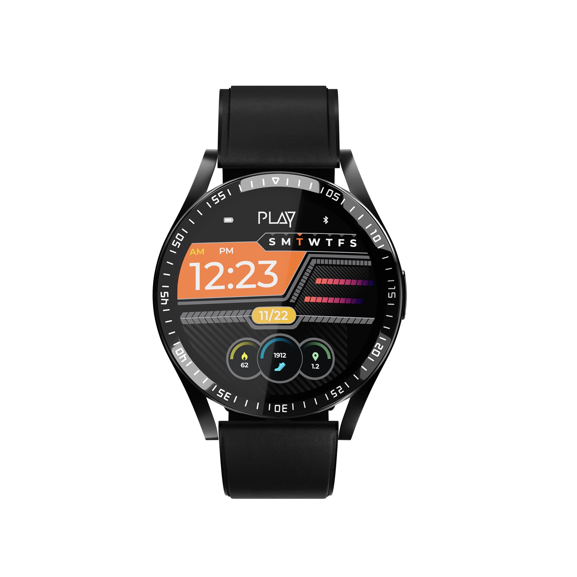 PLAYFIT SLIM2C; 1.3' Round Full touch IPS display; Multiple exercise modes; 24-Hour heart rate monitor; Pedometer; Sleep monitoring ; weather updates; IP67 water protection (Black+Black)