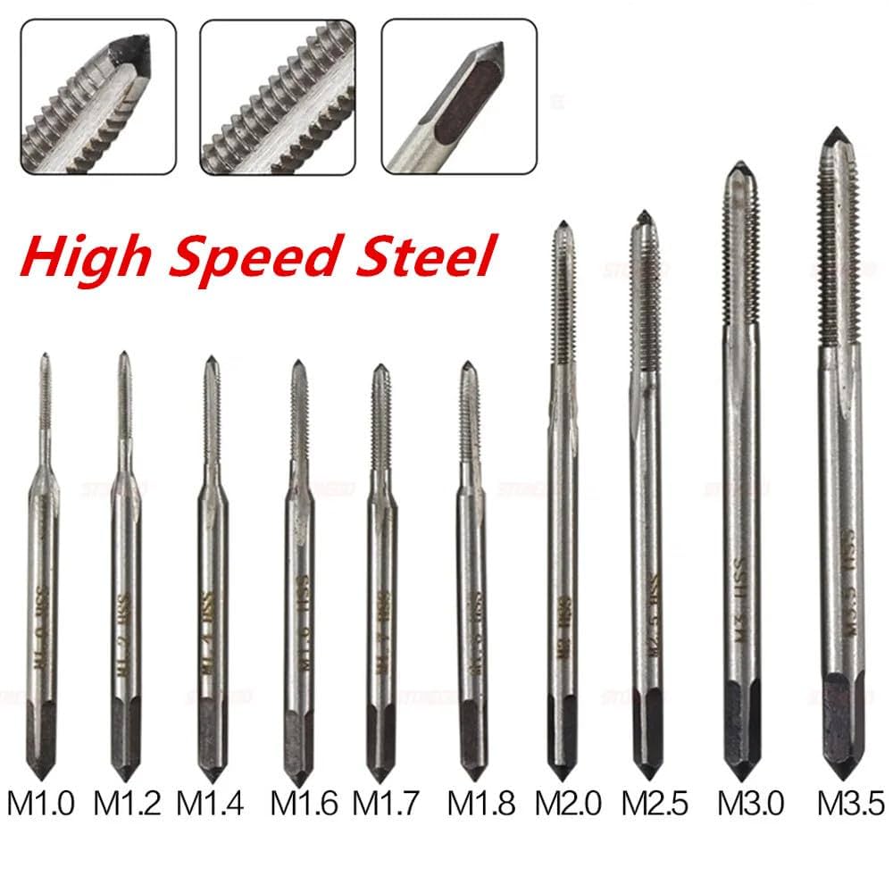 Set Maschi Filettati 10 Pezzi M1-M3.5 - Per Filettatura Dadi E Fori, Acciaio Ad Alta Velocità - Foto 12