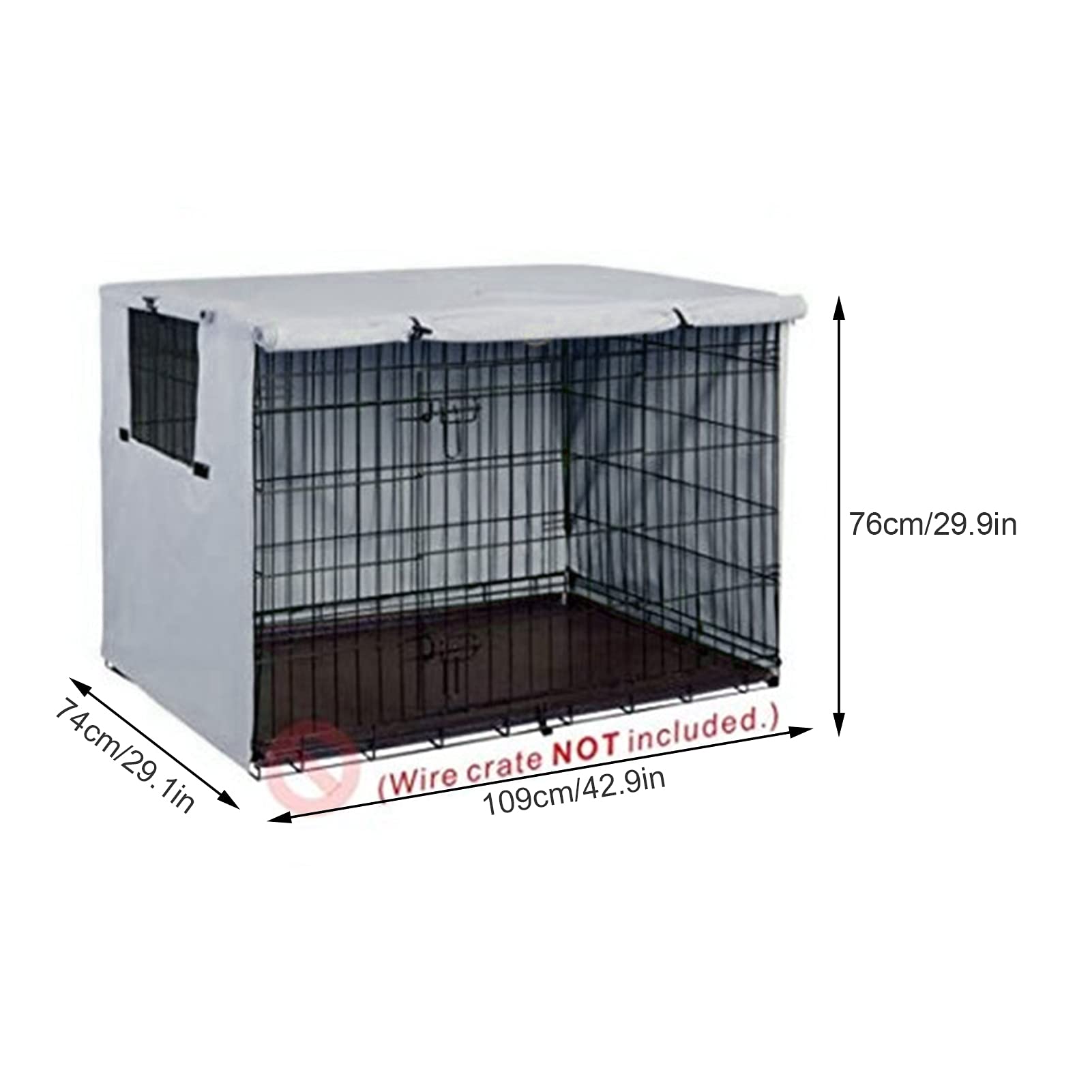 TOPINCN Copertura per Gabbia per Animali Materiale in Tessuto Oxford Copertura per Petto per Cani Design Unico Due Ante scorrevoli per Animali (Grigio)