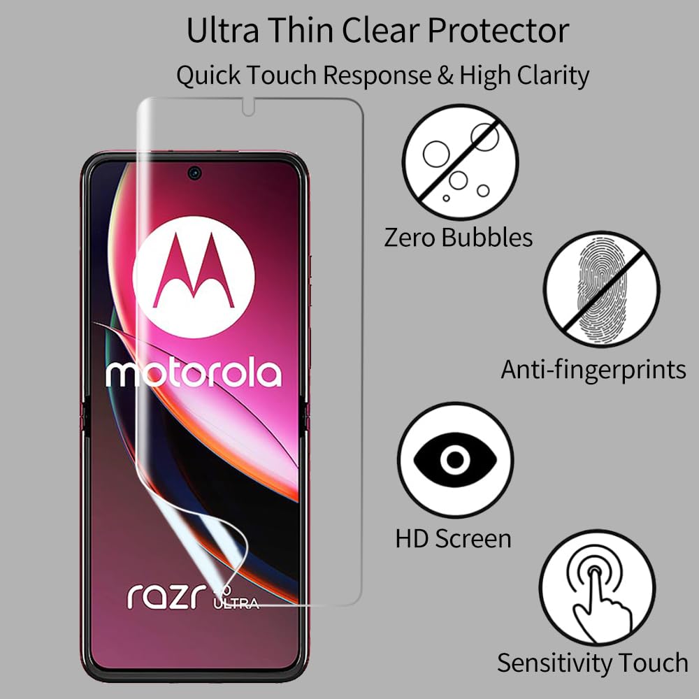 FiiMoo Pellicola Protettiva per Motorola Razr 40 Ultra, Pellicola Salvaschermo + Pellicola Protettiva per la Schiena [Copertura Massima] [Anti -Graffio] [Riconoscimento Impronte Digitali