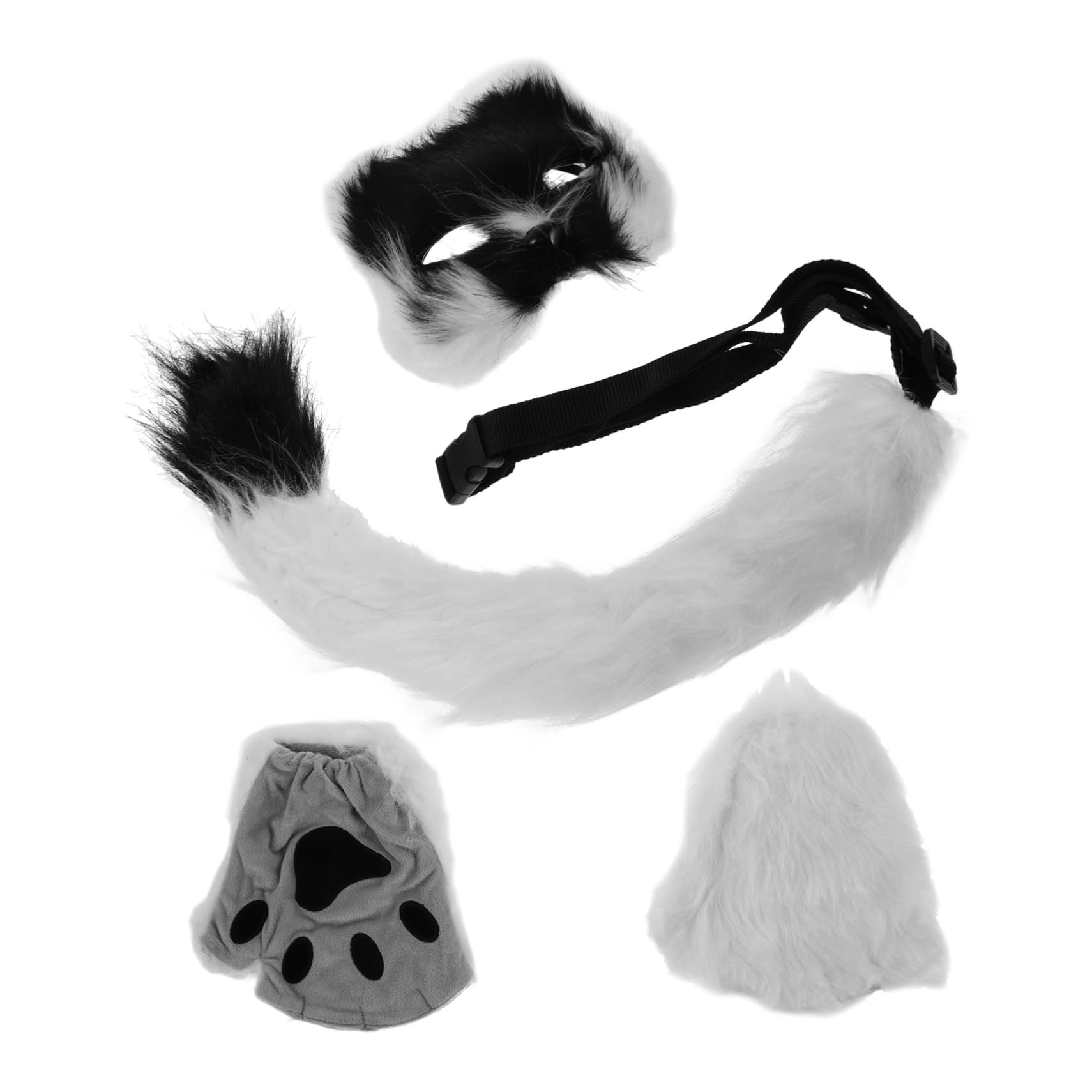 Beaupretty Masque Animal Doux avec Queue et Costume Cosplay Loup Chat pour Filles Masque Demi Visage Confortable pour Fête et Halloween