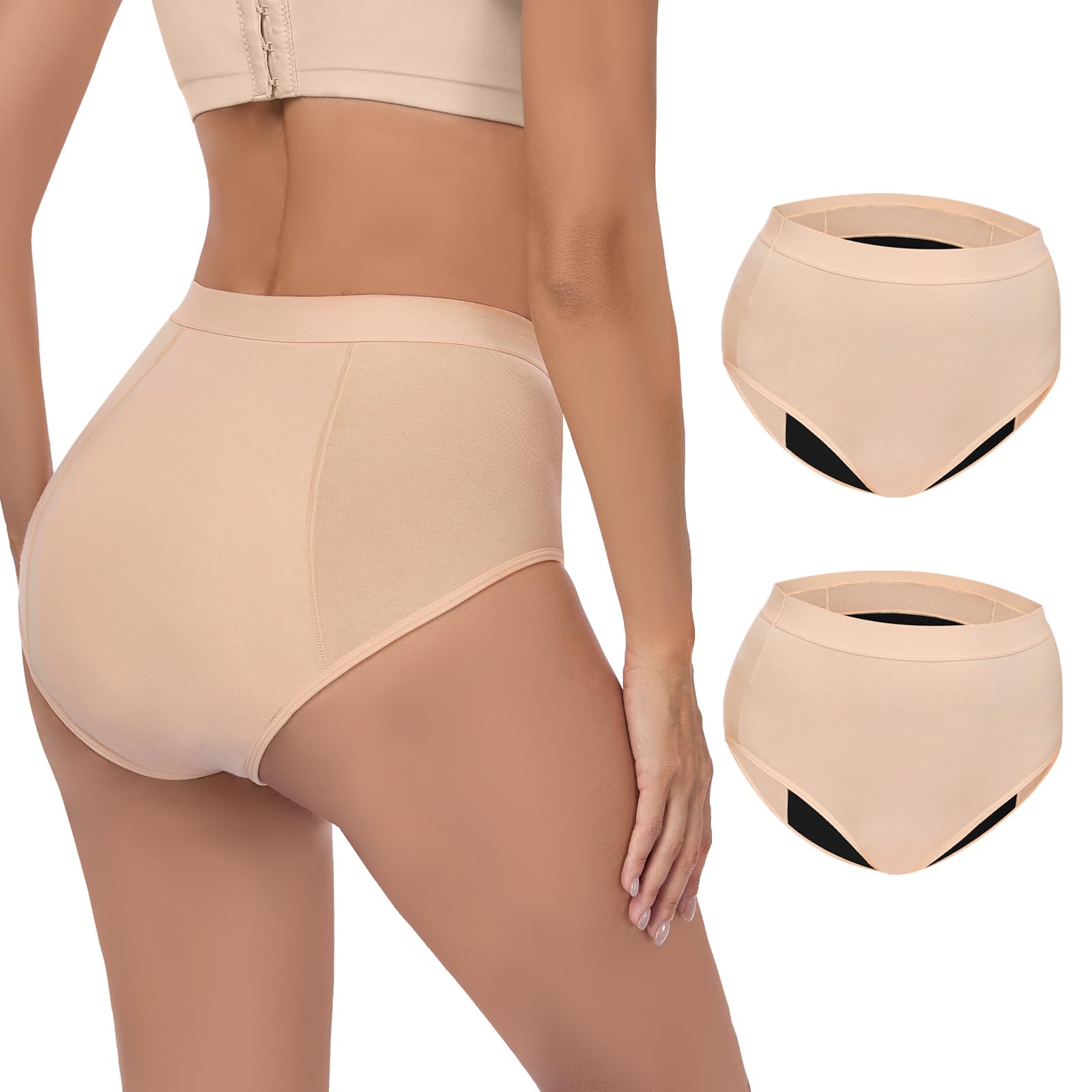 Sous-vêtements d'incontinence pour femmes, capacité d'absorption de 100 ml, anti-fuites et lavables,sous-vêtements menstruels, culottes menstruelles taille haute pour la nuit et une utilisation active