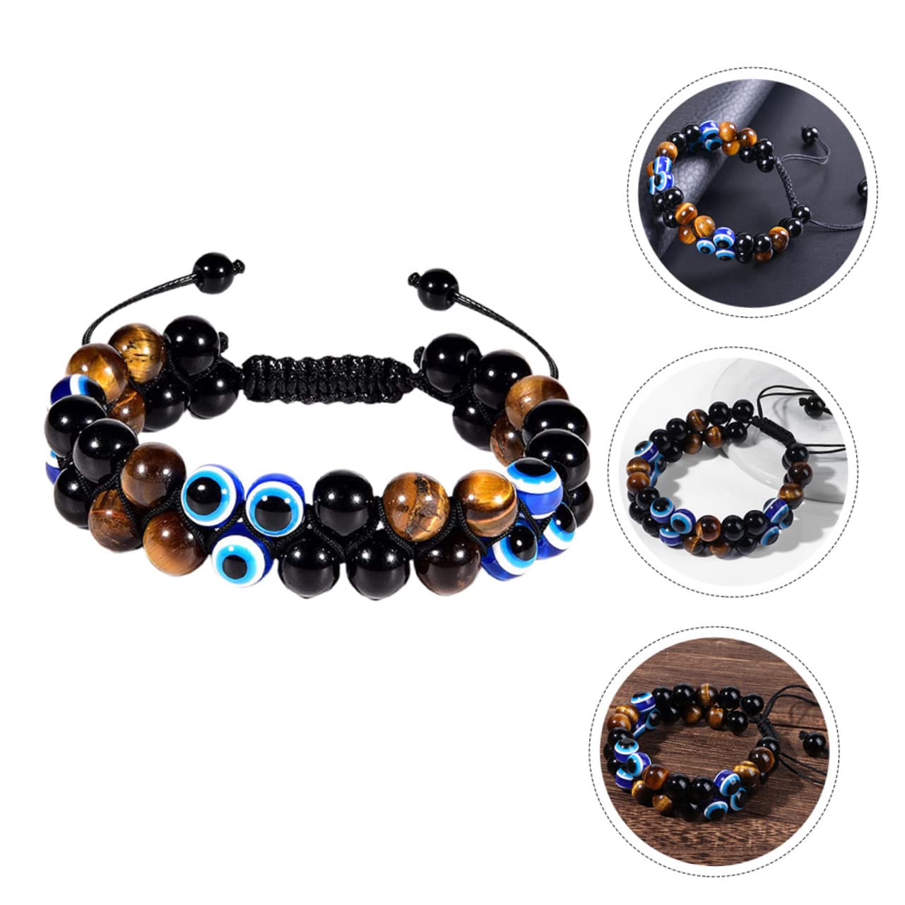 GALPADA Pulsera De Ojo De Adorno De Mano Cadena De Muñeca Pulsera Para Hombre Pulsera Creativa Pulsera De Piedra Con Cuentas De Decoración Pulsera Para Yoga Adorno De
