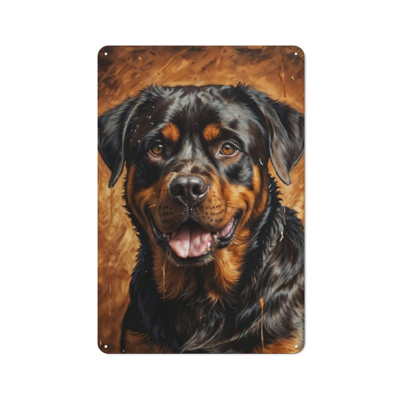 Junmoney Rottweiler Portrait Vintage Tin Sign 30X20cm With For Man Cave Or Games Room, For Games Room Collectors
