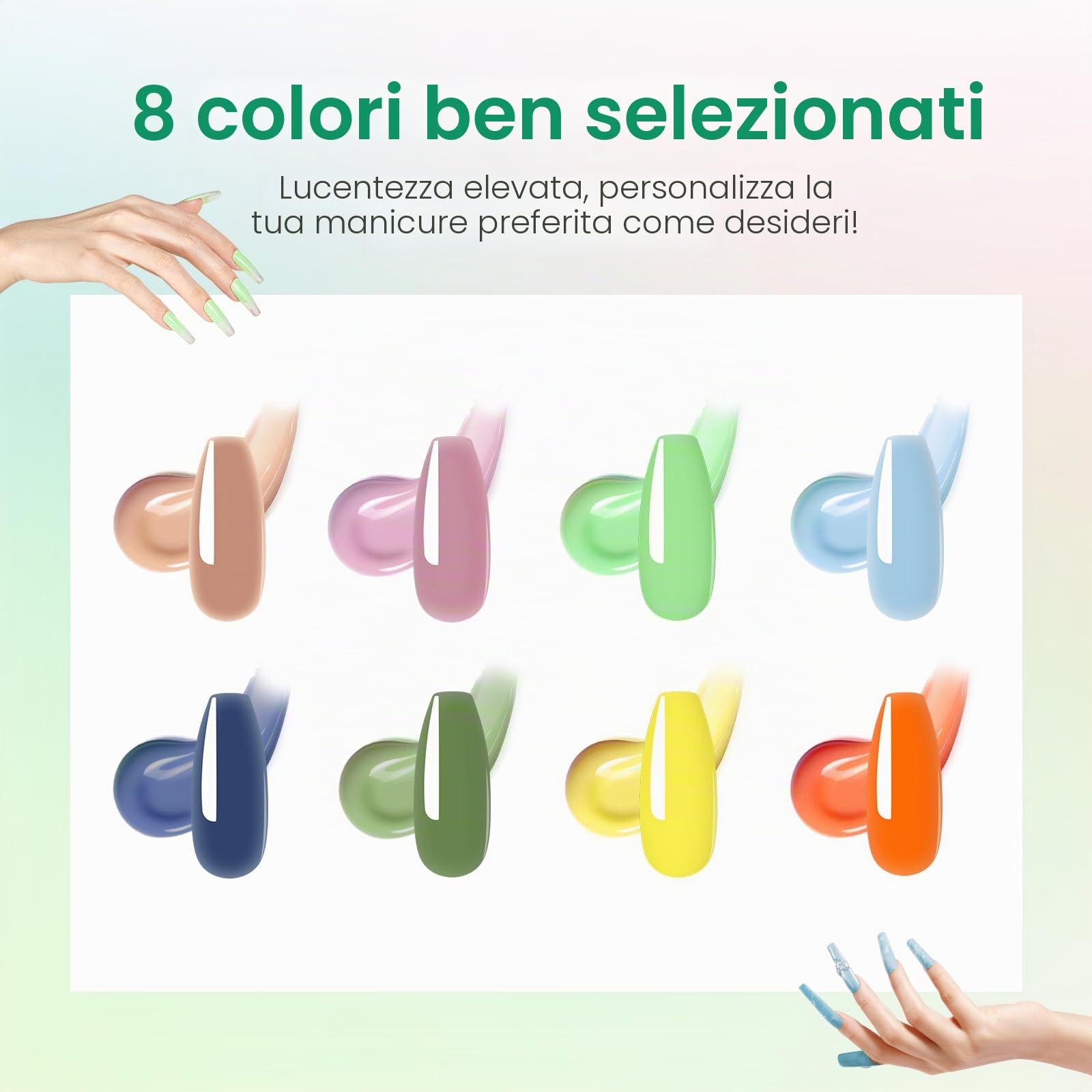 ROSALIND Gel Unghie Ricostruzione Kit Completo, 8 Colori Poligel 10ml con Base & Top Coat, Lampada UV e Strumenti, per Fai Da Te a Casa, Professionale Salone, Kit Unghie Gel Nail Art