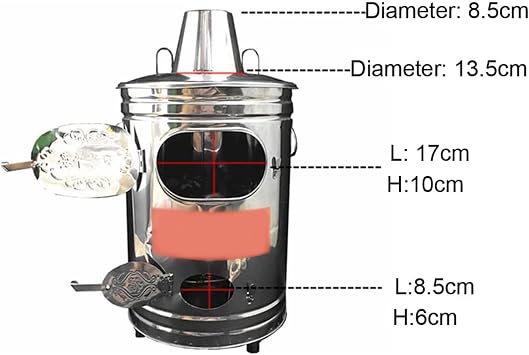 Stainless Steel Burn Barrel, Incinerator Cage with Chimney, Garden Burn Incinerator Bin with Fire Hook for Paper Leaf Trash Backyard Bonfire (34x34x61cm(13.4x13.4x24inch), A)