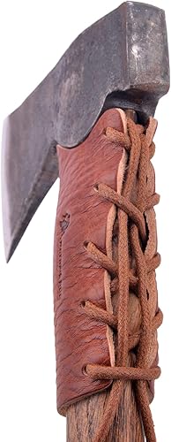 Miniatura 5 de Protector de cuello de hacha de cuero, cubiertas para mango de hacha para púas de jardinería o protector de hachas de campamento (collar de hacha 03