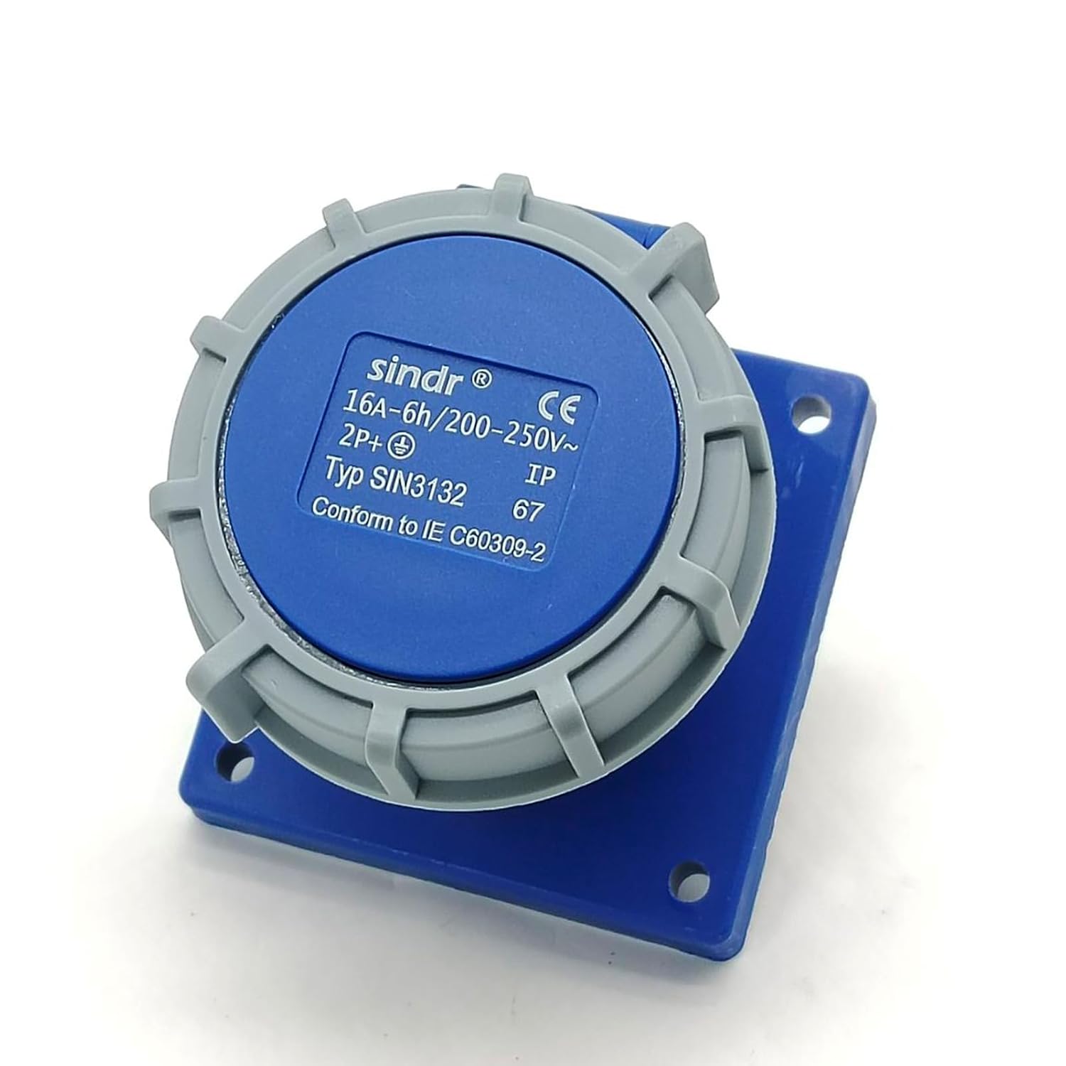 IEC60309 Waterproof CEE Industrial Connector Socket 3Pin 16A 250V 2P+E IP67 (Type-2）