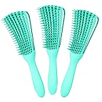 Detangling Brush for Afro American/African Women\'s Textured 3a to 4c Kinky Wavy/Curly/Coily Hair - Scalp Massaging Comb for Wet/Dry/Oily/Thick/Long Hair (3 pcs, 3-Green)