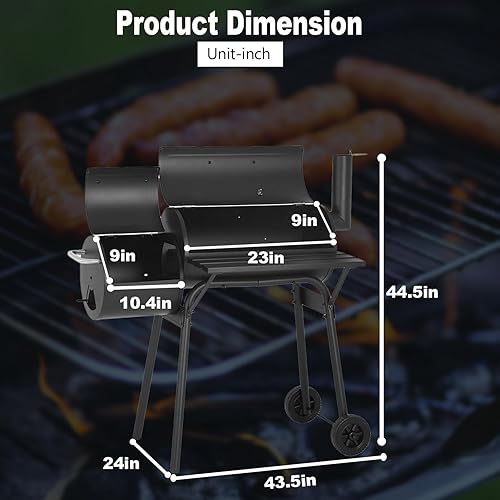 Miniatura 6 de FDW Parrilla de carbón de 43 pulgadas, parrilla de barbacoa para múltiples personas con diseño de malla de doble parrilla, parrilla ahumadora para