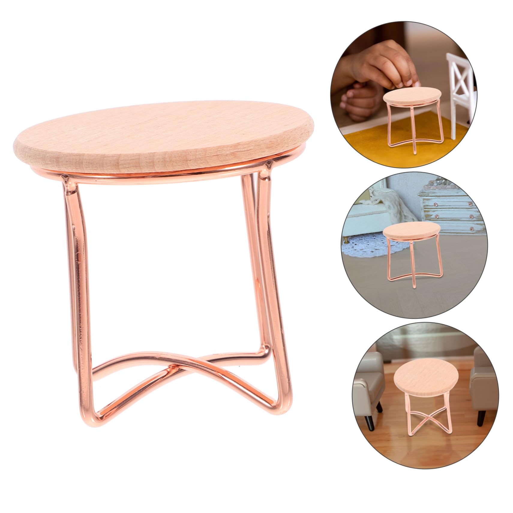 KONTONTY Miniature Tea Table 1 12 Scale Wooden Dollhouse Furniture Mini End Table for Dollhouse Decoration and Mini House Accessories - Image 3