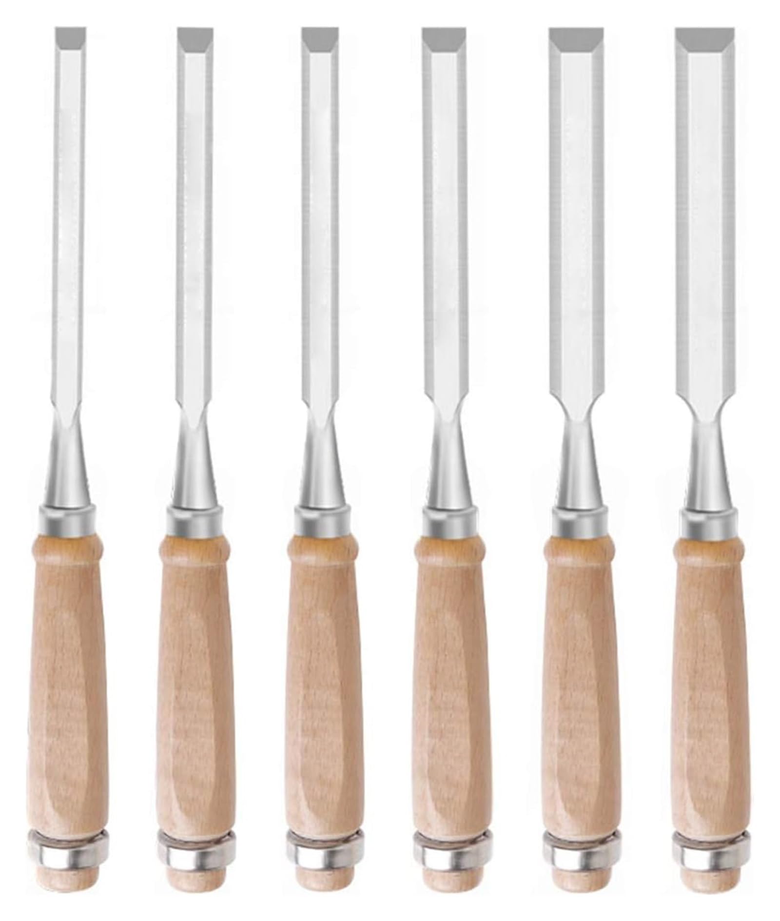 Scalpelli per Legno Scalpelli per Legno CR V Scalpelli per Legno Professionali per falegnameria, scalpelli per Legno con Bordo smussato affilato, Set da 6 Pezzi per