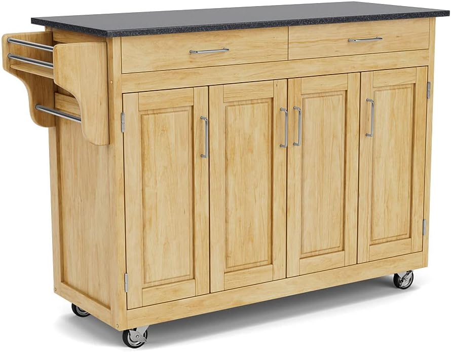 Create-a-Cart Natural 4 Door Cabinet Kitchen Cart with Black Granite Top by Home Styles