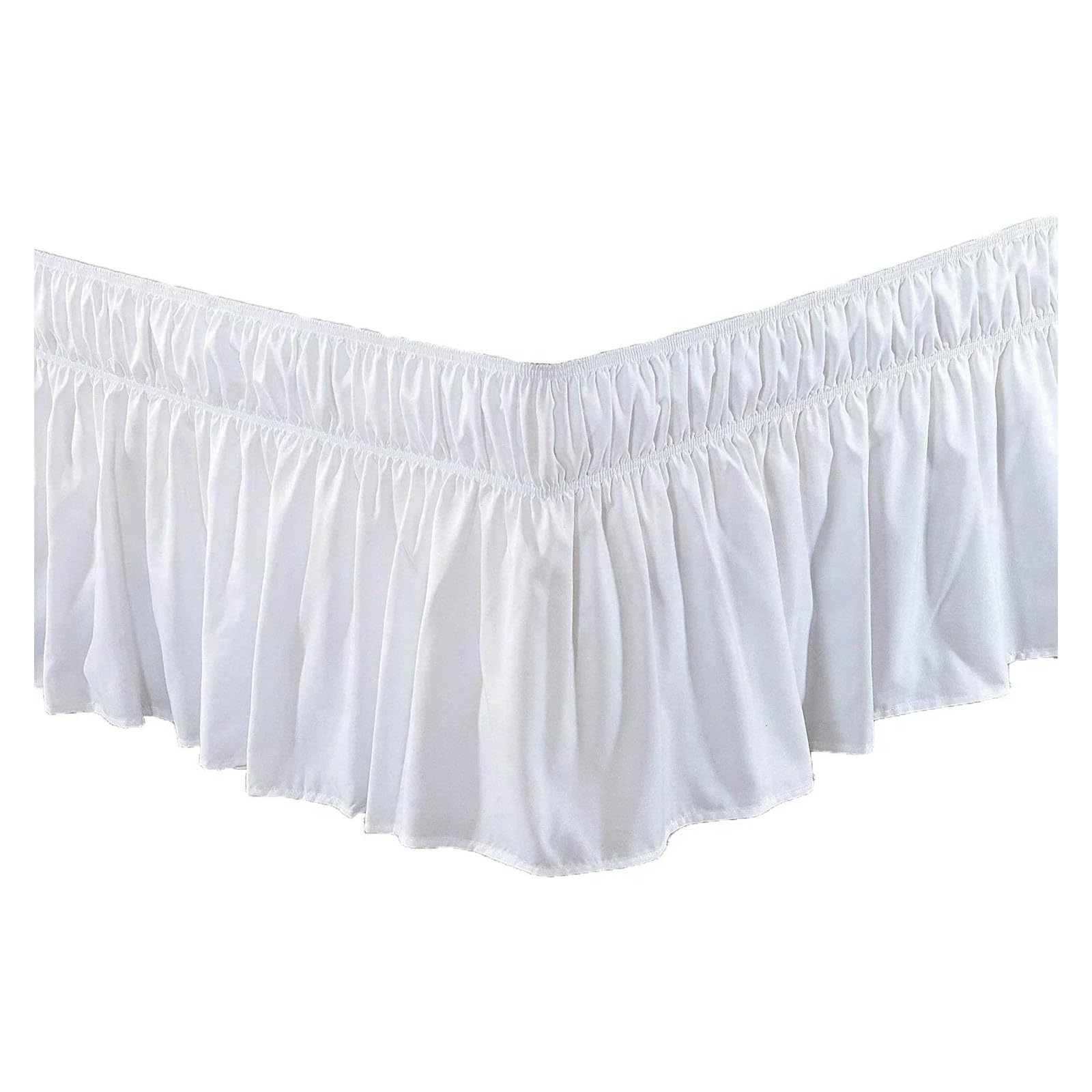 Vestiletto, Mantovana Giroletto Matrimoniale Gonna da Letto con Volant Elastici, Morbida e Confortevole, Avvolgente, Resistente allo sbiadimento, Senza Superficie(White,Twin 190.5x99x40cm)