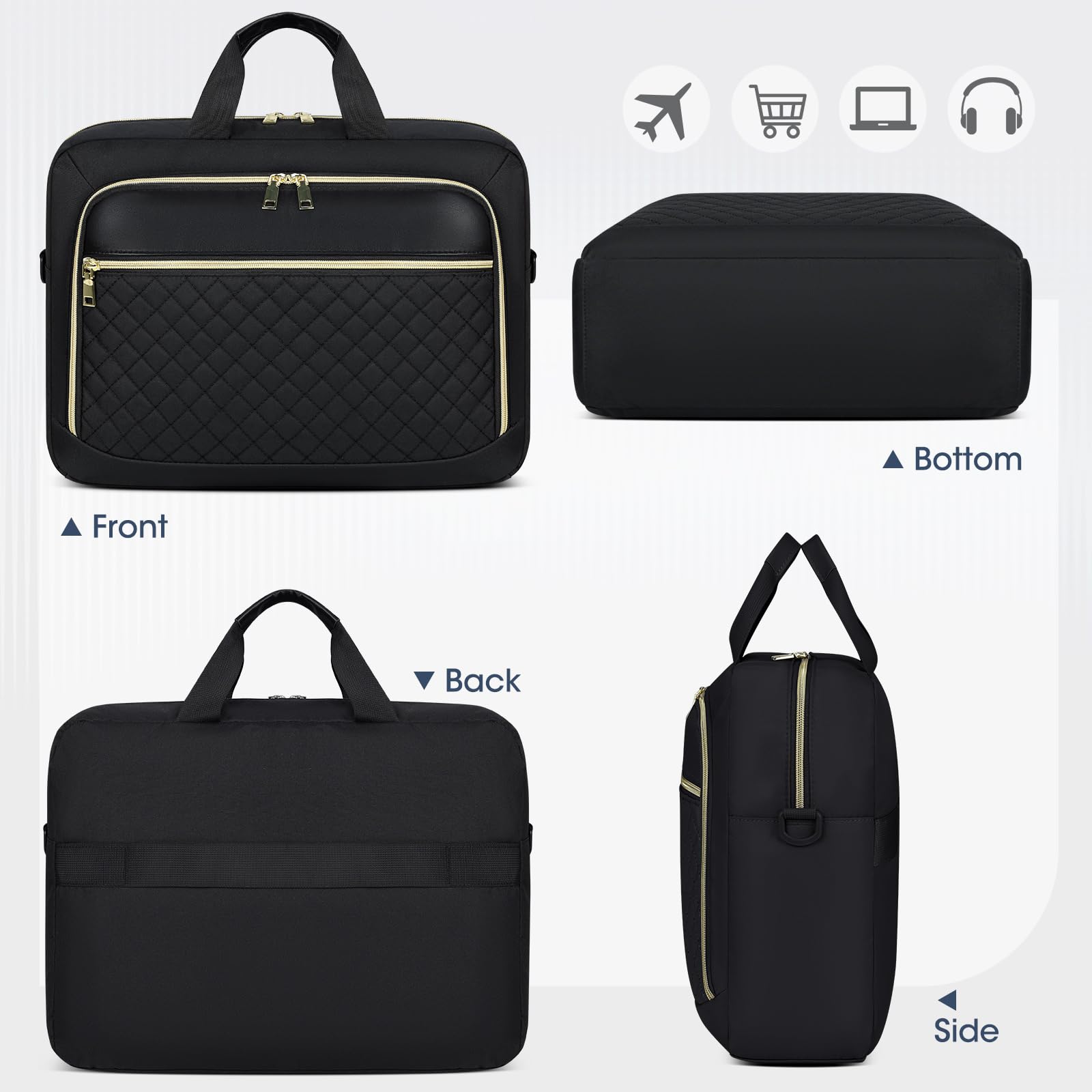 Borsa per computer portatile da 17,3 pollici valigetta per laptop per donne uomini borsa a tracolla impermeabile borsa per laptop imbottita grande borsa per computer universitaria