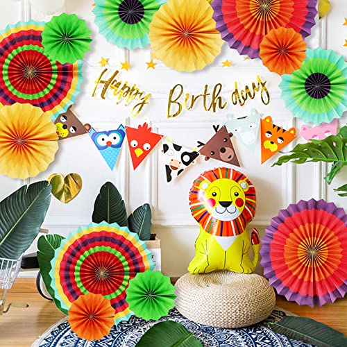 Image of LRCXL 12PCS Party Hanging Paper Fans Set, Fiesta Round Pattern Paper Garlands Decoration Party Supplies for New Year Baby Shower Birthday Wedding Graduation Events Accessories(Colorful)