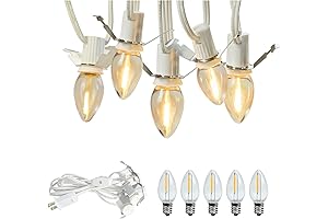 C7 String Bulbs Christmas Village Lights Accessory Cord with 5 Base