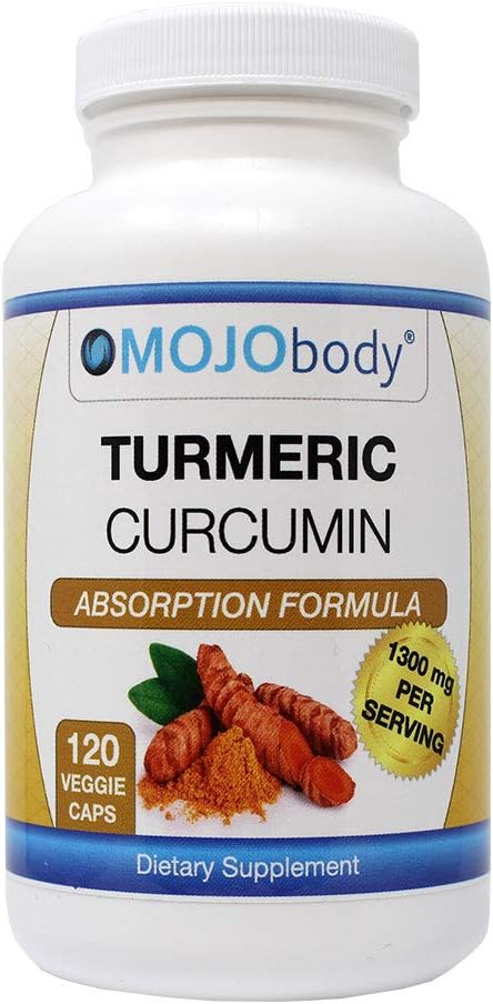 Turmeric Curcumin C3 Complex High Absorption Formula with BioPerine Black Pepper, 1300mg Per Serving, 120 Veggie Capsules