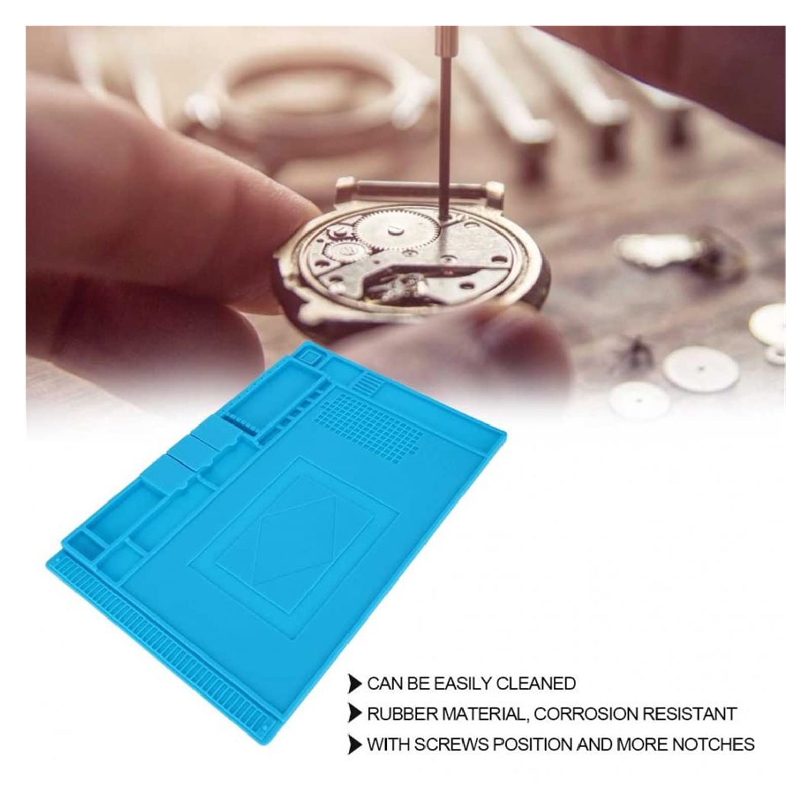 Tappetino in Gomma Multifunzionale per la Riparazione di Orologi, Tavolo per la Manutenzione Elettronica, Strumento per la Riparazione di Orologi, Kit