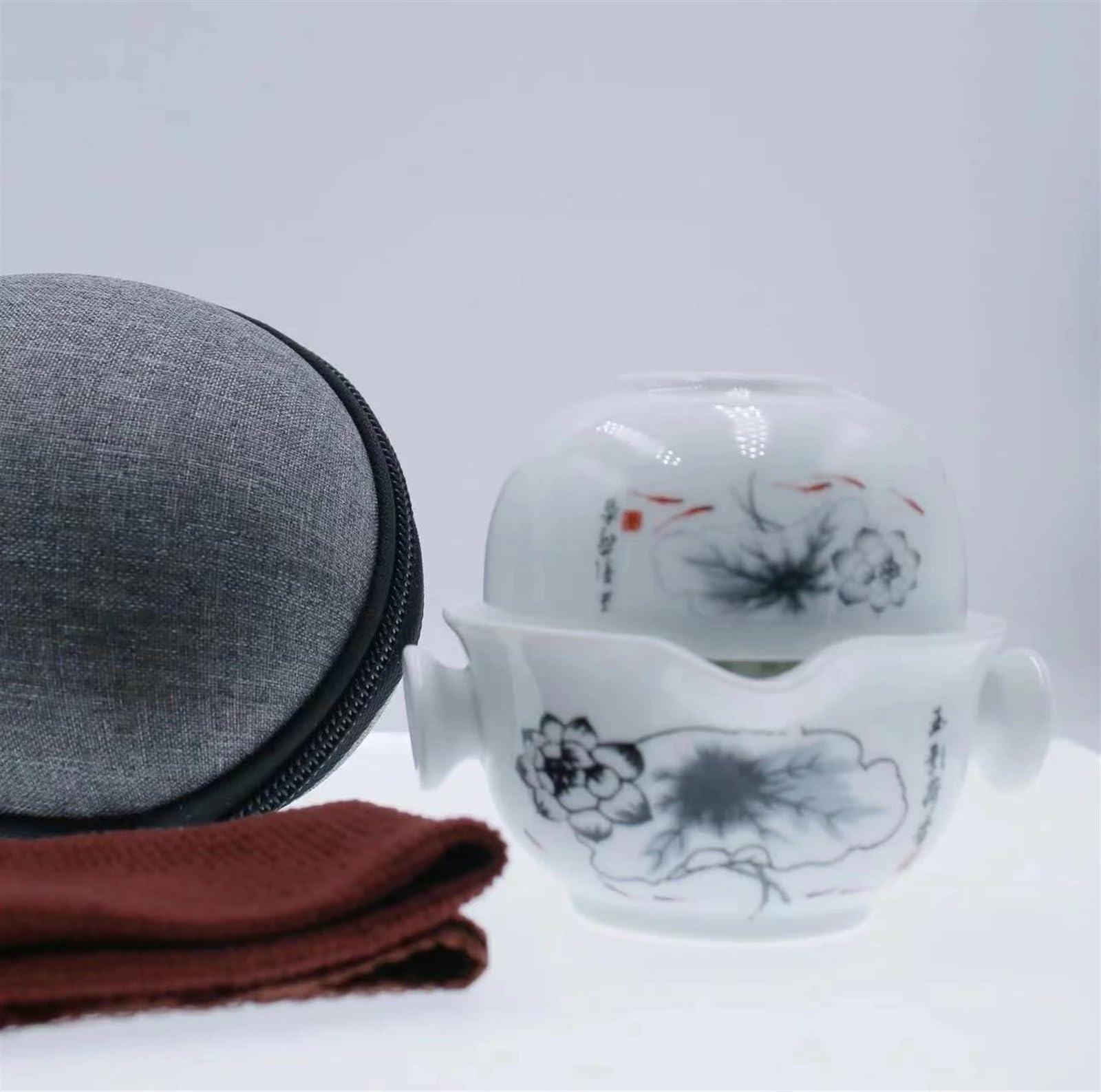 Zestaw do popołudniowej herbaty, 1 filiżanka, przenośny ceramiczny zestaw do herbaty Kung Fu, elegancki, piękny i łatwy w użyciu, zestaw do parzenia kawy i herbaty (A)