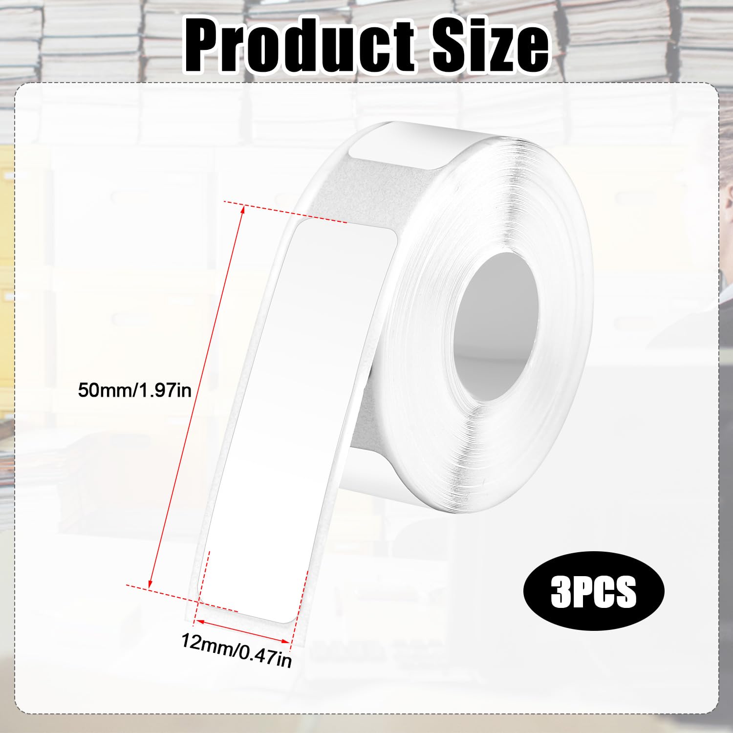 3 Rolls White D30 Label Tape, 480 Labels (12mm X 40mm / 0.47\" X