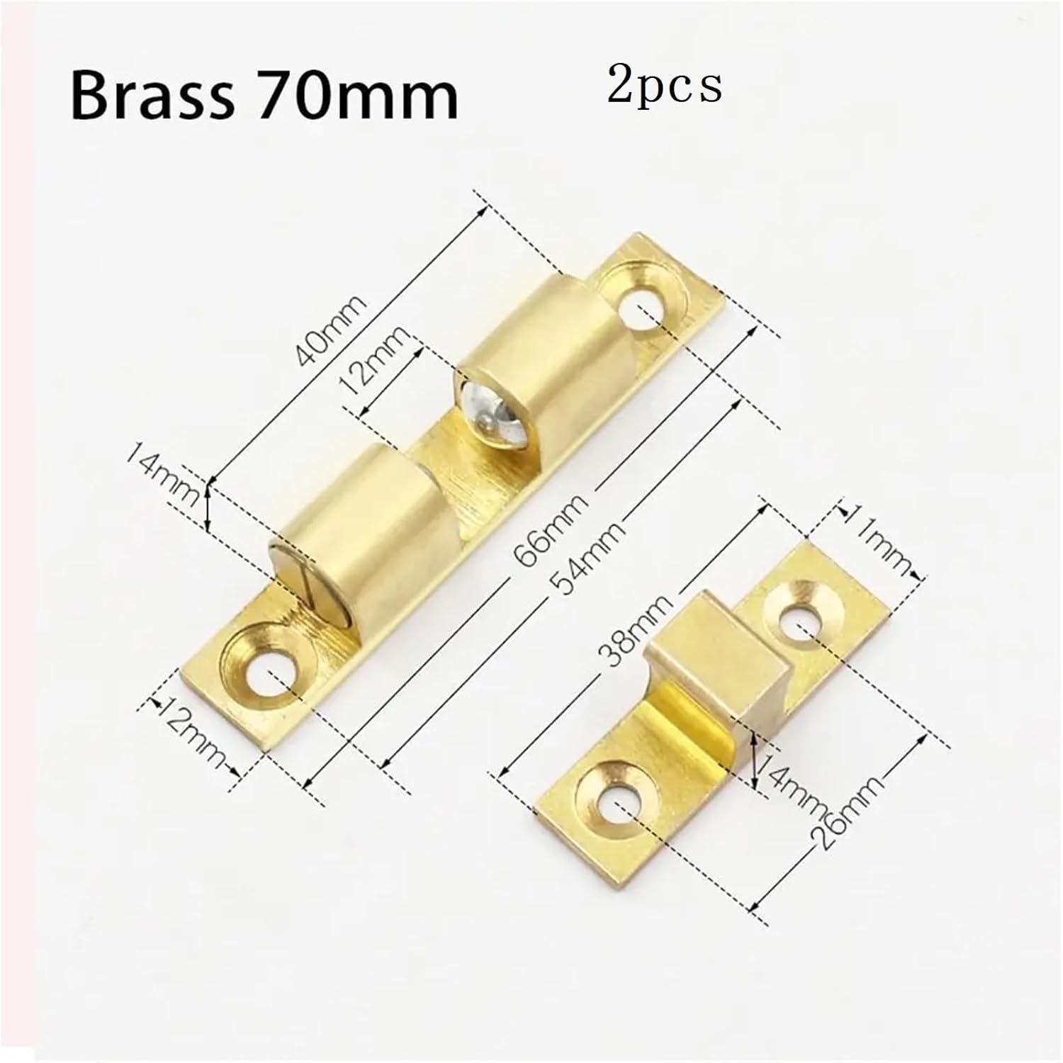 16Pcs Closet Tension Latch Bead Lock Brass Copper Double Spring Steel Ball Door Bumper Hardware Fittings Damper Buffer Door Catch