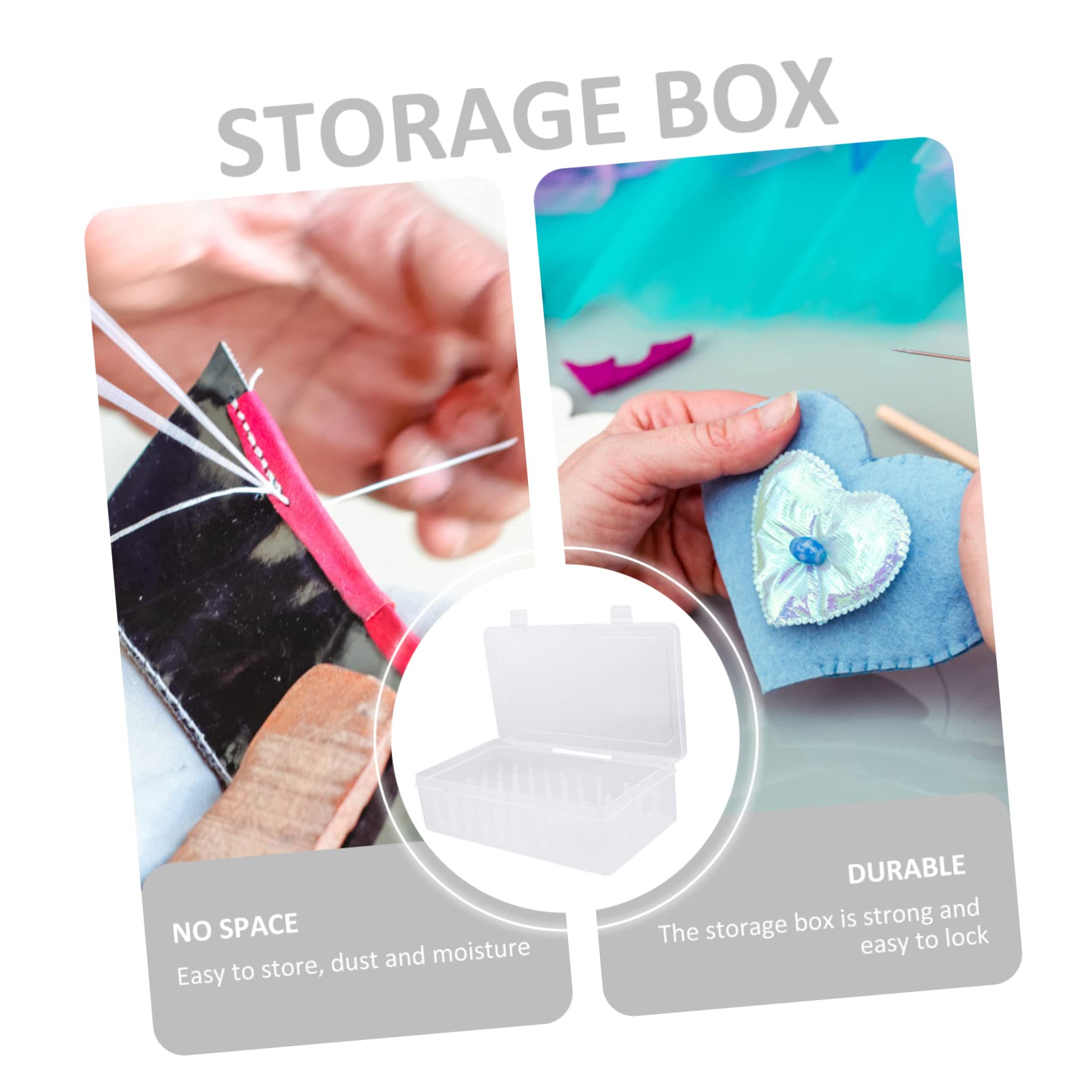 Caja Organizadora de Plástico para 42 Carretes Ventana Transparente y Gran Capacidad de Sellado, 2 Piezas para Almacenamiento de Hilos y Costura