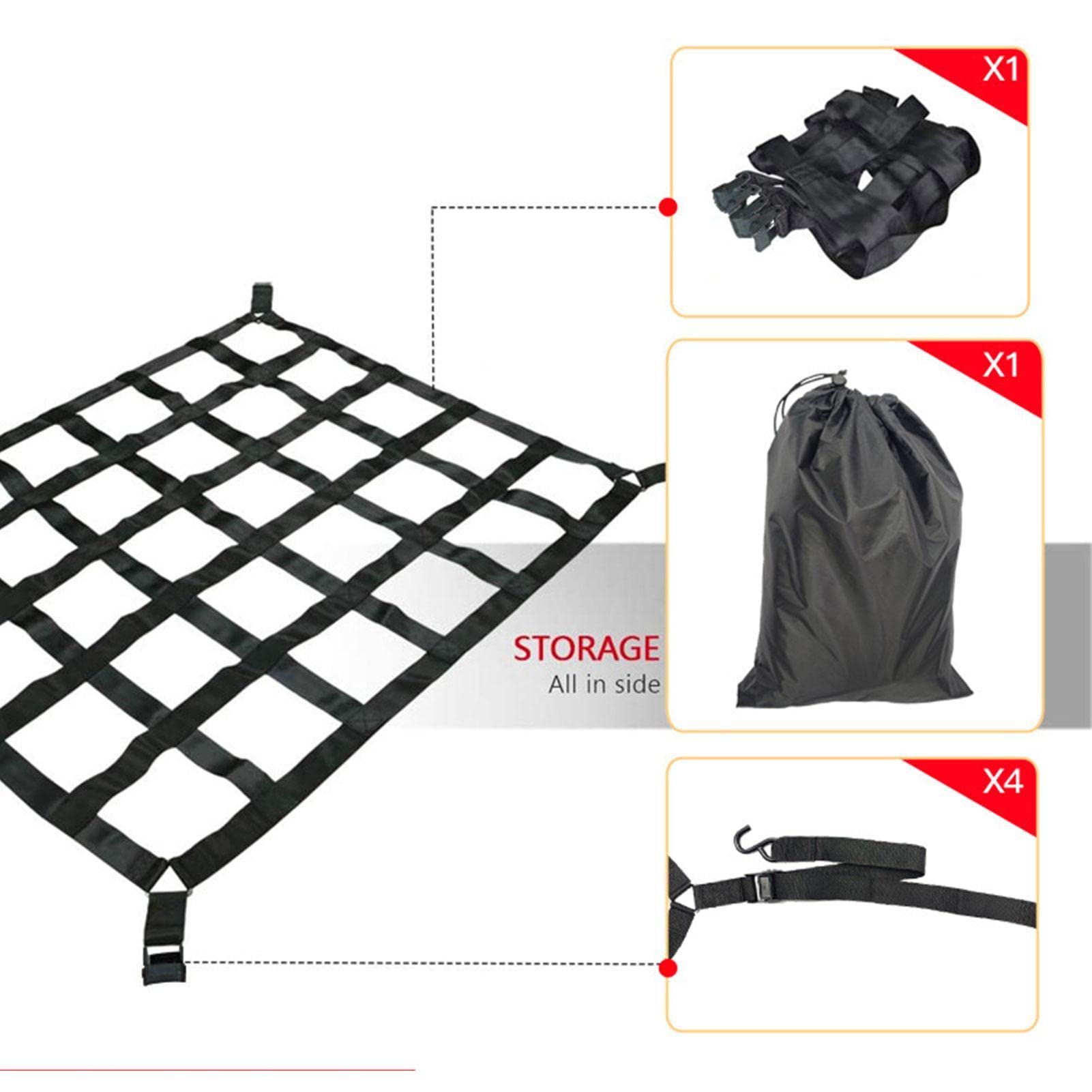 Gepäcknetz für Dachträger - 4" x 4" Dachträger-Gepäcknetz Heavy