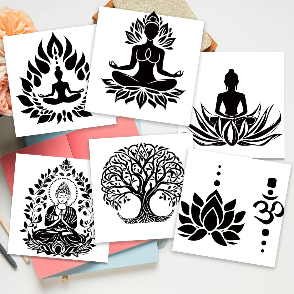 AHANDMAKER 6Pcs Light Switch Plate Stickers, Mindful Spiritual Design - Image 4