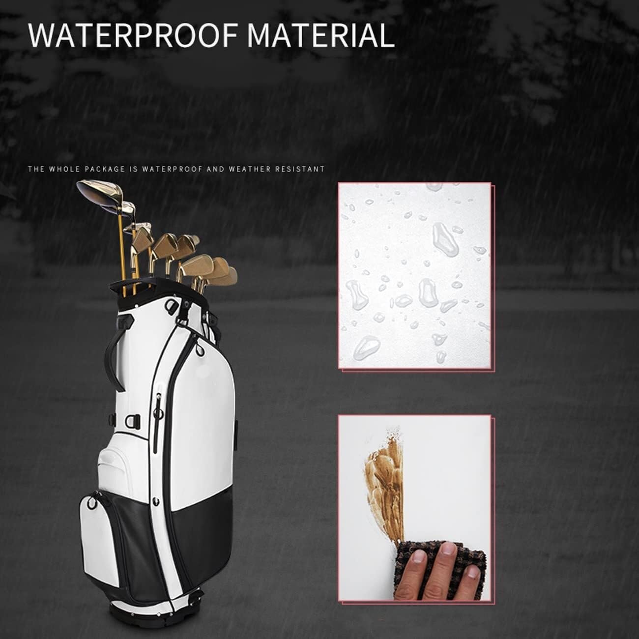 Tragbare Golf-Standtasche for den Außenbereich, wasserdichte Golftasche aus Leder, Basis mit hoher Härte, Leichter Golfschläger-Organizer for Golfplätze und Reisen