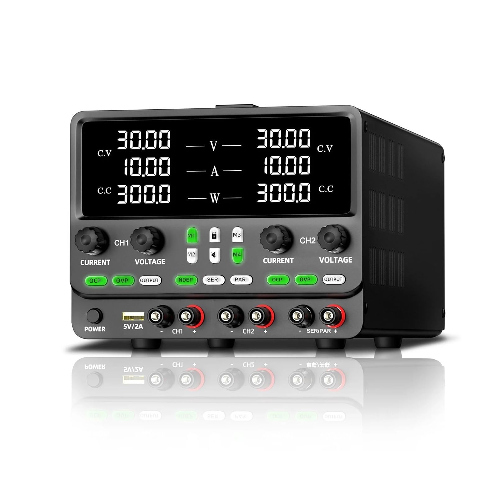 Fuente de alimentación CC dual variable, 30 V/60 V, 10 A/20 A, ajustable, regulada, for laboratorio, con pantalla LED de 4 dígitos. Múltiples protecciones(30V 5A)
