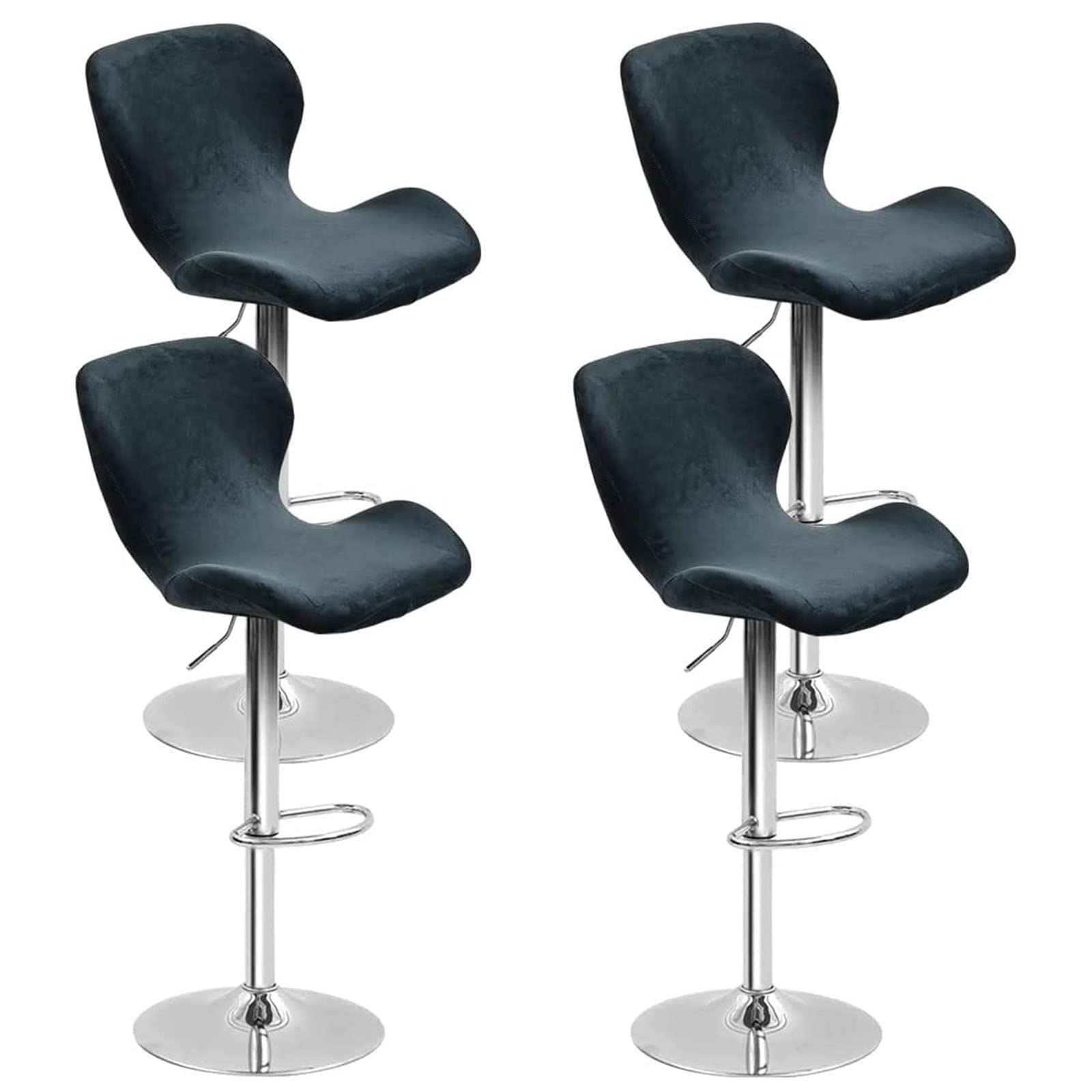 Leomix Velvet Bar Stool Cover Curved Swivel Set, Stretch Counter Height Bar Stools Cover, for Short Back Dinning Room Bar Chair,H,4pack — image 1