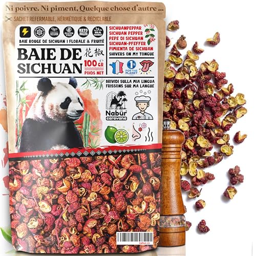 100gr Poivre de Sichuan Rouge, Sans additifs, Baie de Sichuan, Sachet Refermable, Poivre Rouge Chine - Nabür