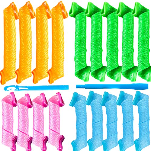 BeVarious Hair Curlers Spiral Curls No Heat Magic Hair Curls Styling Kit 18 pieces Heatless Hair Curlers with 1 Styling Hooks for Long Hair Home Salon（20cm / 30cm)