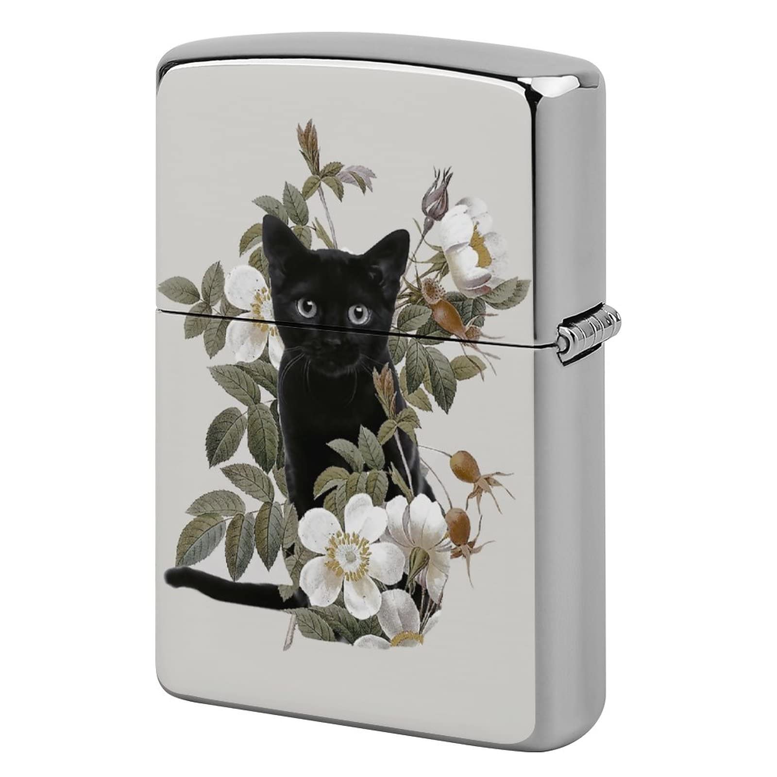 Zippo ゴールド 猫デザインライター 専用ケース付き ZIPPO ライター ネコ シルバー ジッポ 猫 可愛い ゴールド 月