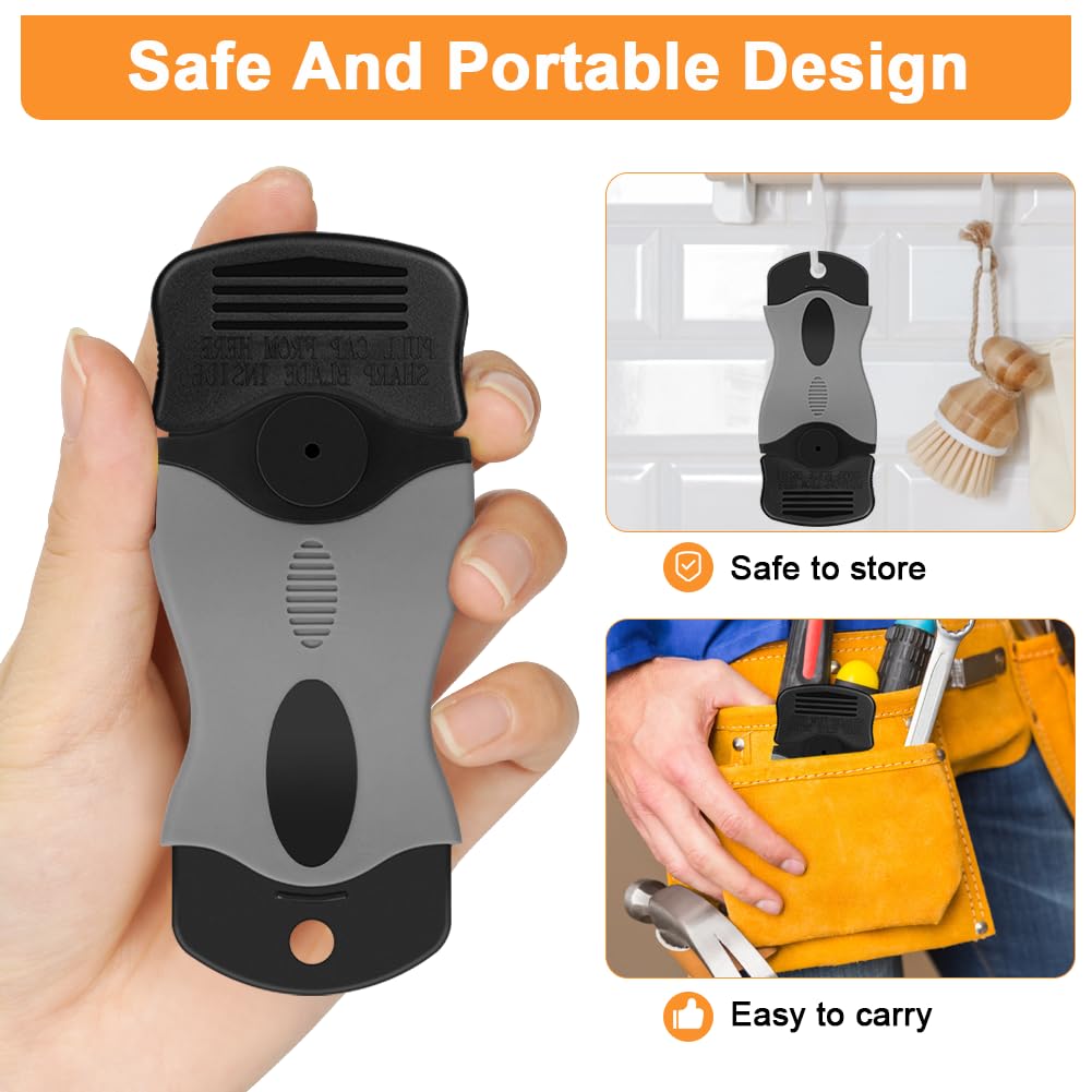Flintronic Rascador, Rasqueta para Vitrocerámica Multiusos, 1 Rasqueta Multiusos Profesional, con 20 Cuchillas para Ventanas, Espejos, Azulejos Limpieza (Negro)