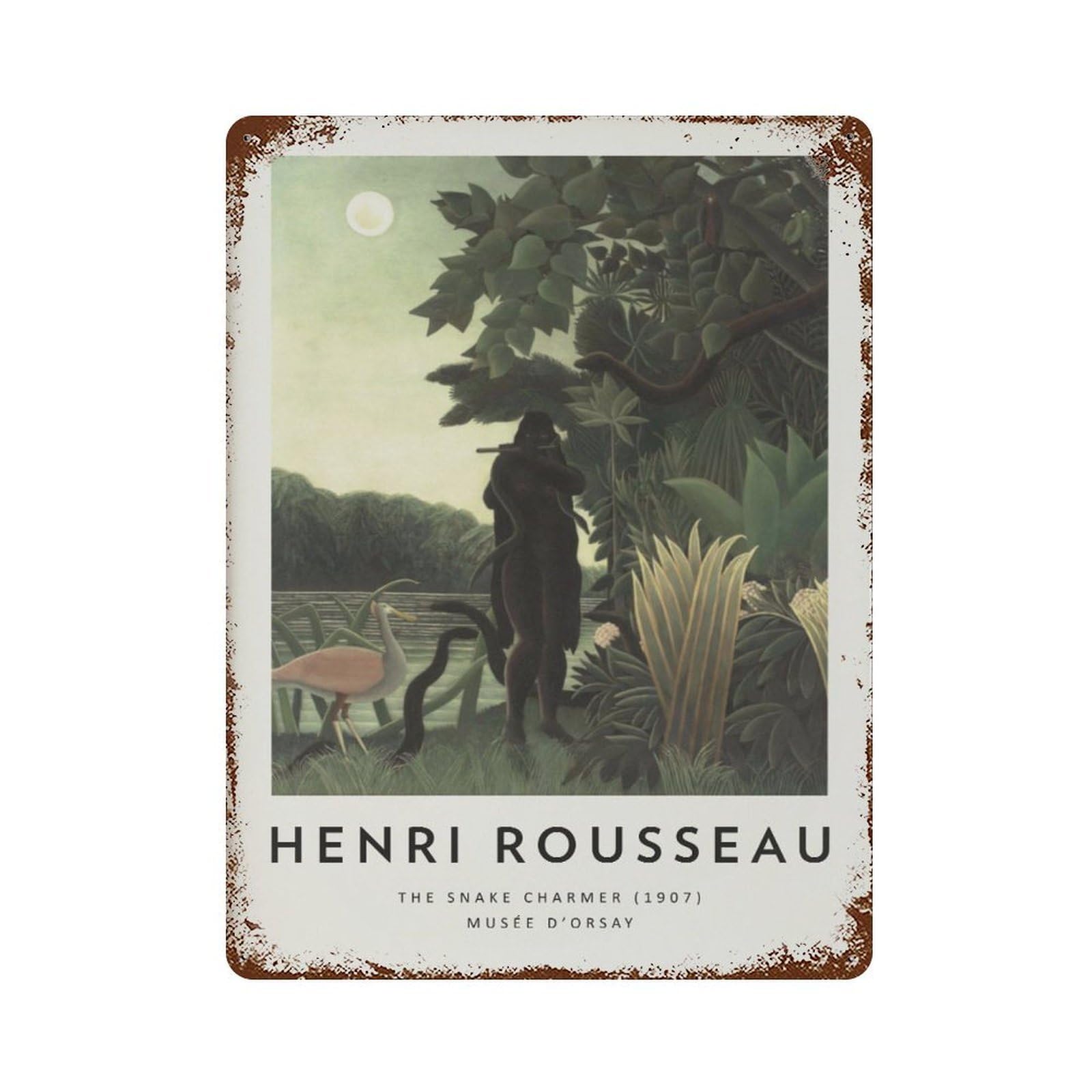 xiaoxiaoshen Henri Rousseau, The Snake Charmer Tropical Wall Decor Art Metal Tin Poster Modern Home Decor Art Home Bar Shop Decorations Vintage Sign 40x30cm