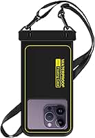 Bolsa de telefone à prova d'água flutuante, capa de telefone IP68 à prova d'água para iPhone 16 Pro 15 14 13 12 11 Pro Max Samsung Google, bolsa seca com cordão ajustável, até 6,7 polegadas preta