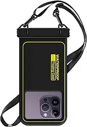 Bolsa de telefone à prova d'água flutuante, capa de telefone IP68 à prova d'água para iPhone 16 Pro 15 14 13 12 11 Pro Max Samsung Google, bolsa seca com cordão ajustável, até 6,7 polegadas preta