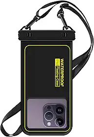 Bolsa de telefone à prova d'água flutuante, capa de telefone IP68 à prova d'água para iPhone 16 Pro 15 14 13 12 11 Pro Max Samsung Google, bolsa seca com cordão ajustável, até 6,7 polegadas preta
