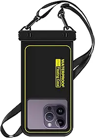 Bolsa de telefone à prova d'água flutuante, capa de telefone IP68 à prova d'água para iPhone 16 Pro 15 14 13 12 11 Pro Max Samsung Google, bolsa seca com cordão ajustável, até 6,7 polegadas preta