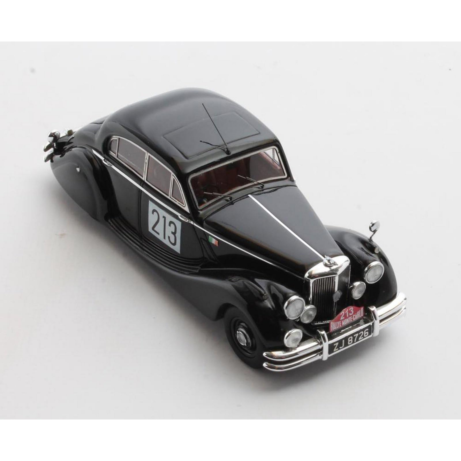 Jaguar Mk V No.213 Monte Carlo Rally 1951 Modellino in Diecast Scala 1:43, Nero, con Vetrina