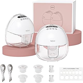 NCVI Extractor de leche portátil manos libres, bomba de lactancia eléctrica portátil con batería de 1500 mAh, funcionamiento silencioso, pantalla LED inteligente, 4 modos y 9 niveles, bridas de 19/21