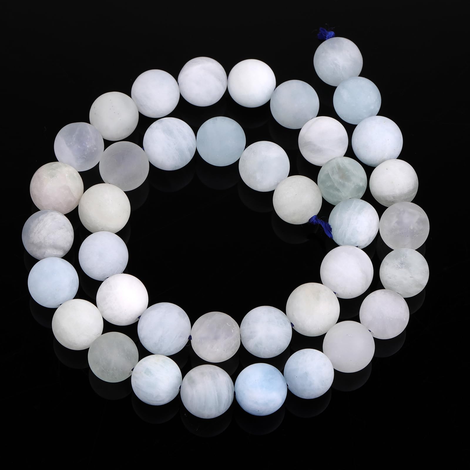 GEM-Inside 8mm Blue Aquamarine Stone Gemstone Semi Precious Matte Frosted Round Beads for Jewellery Making