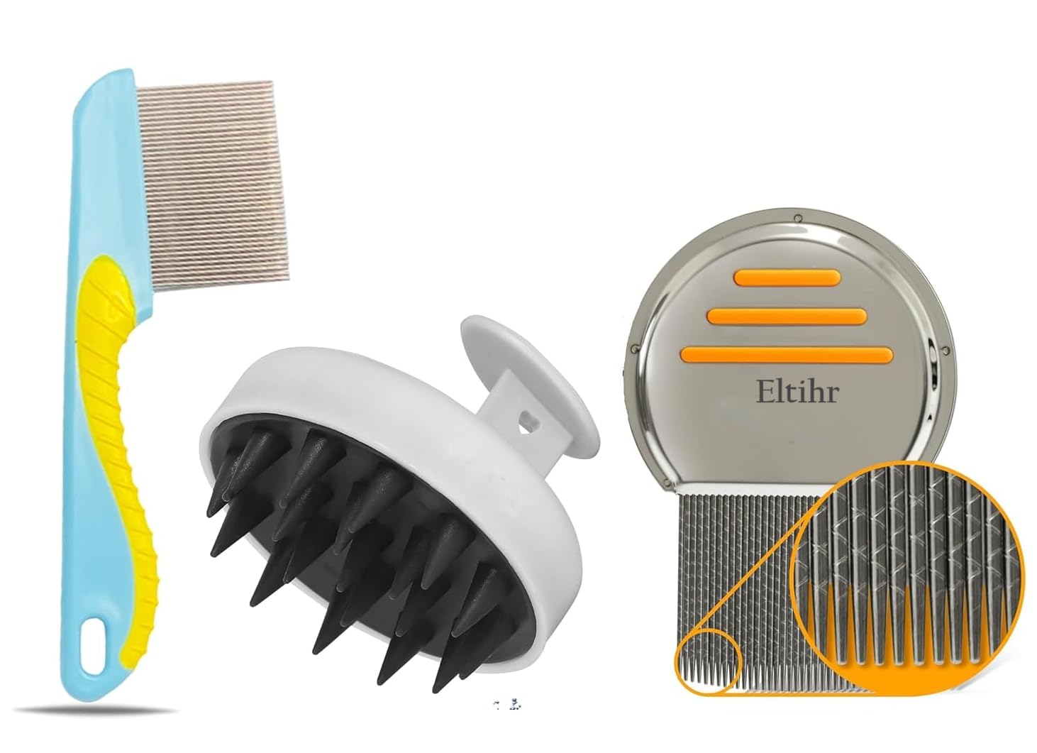 Eltihr 3pc Combo Terminator Lice Comb, Professional Stainless Steel Louse and Nit Comb for Head Lice Treatment, Removes Nits handle lice comb with Round Hair Scalp Massager Shampoo Hair Brush, Super Soft Bristles, Exfoliating, Anti-Dandruff (B0DDCPB3BL) Amazon Price History, Amazon Price Tracker