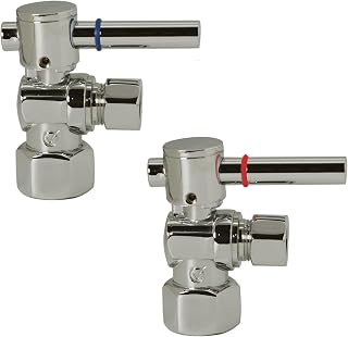 Westbrass D103BL-2-05 1/4-Turn Lever Handle Angle Stop Shut Off Valve, 1/2" IPS x 3/8" OD, Polished Nickel (2-Pack)
